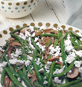 Green Beans with Mushrooms and Feta