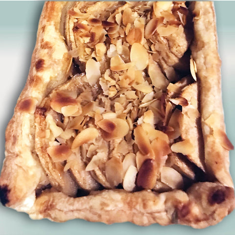 Baked Apple Tart topped with sliced almonds