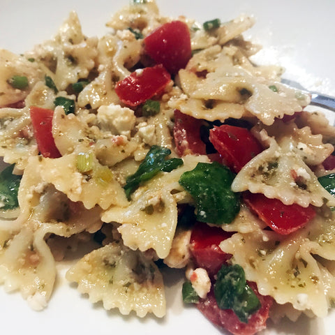 Cool and delicious pesto pasta salad