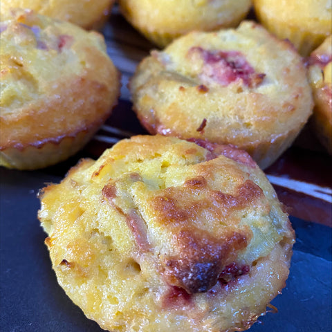 Keto Strawberry Rhubarb Muffins