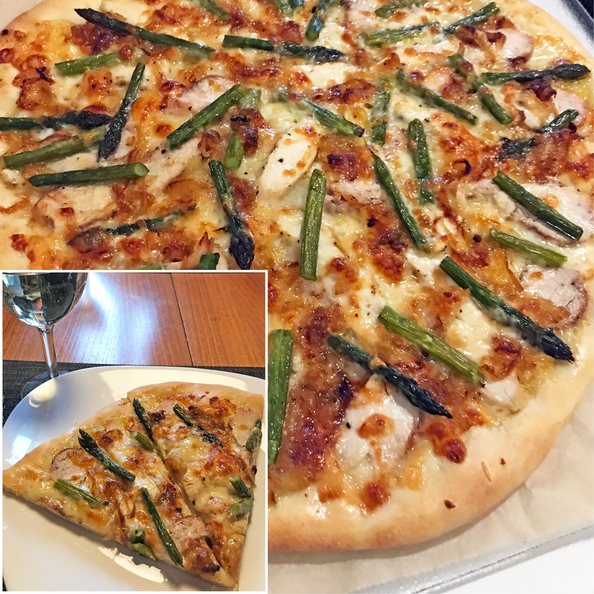 Caramelized Onion, Asparagus and Chicken Pizza