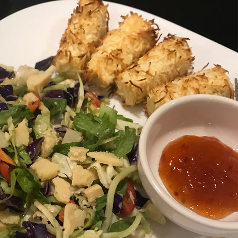 Coconut Tofu Fingers with Salad