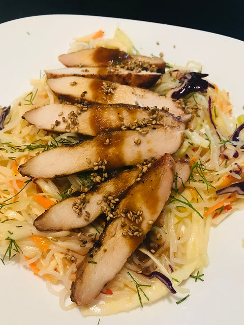 Asian Noodle Salad With Korean Barbecued Chicken