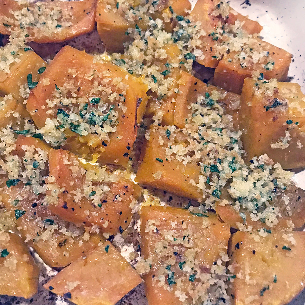 Honeynut Squash with Garlic Parmesan Crumbs