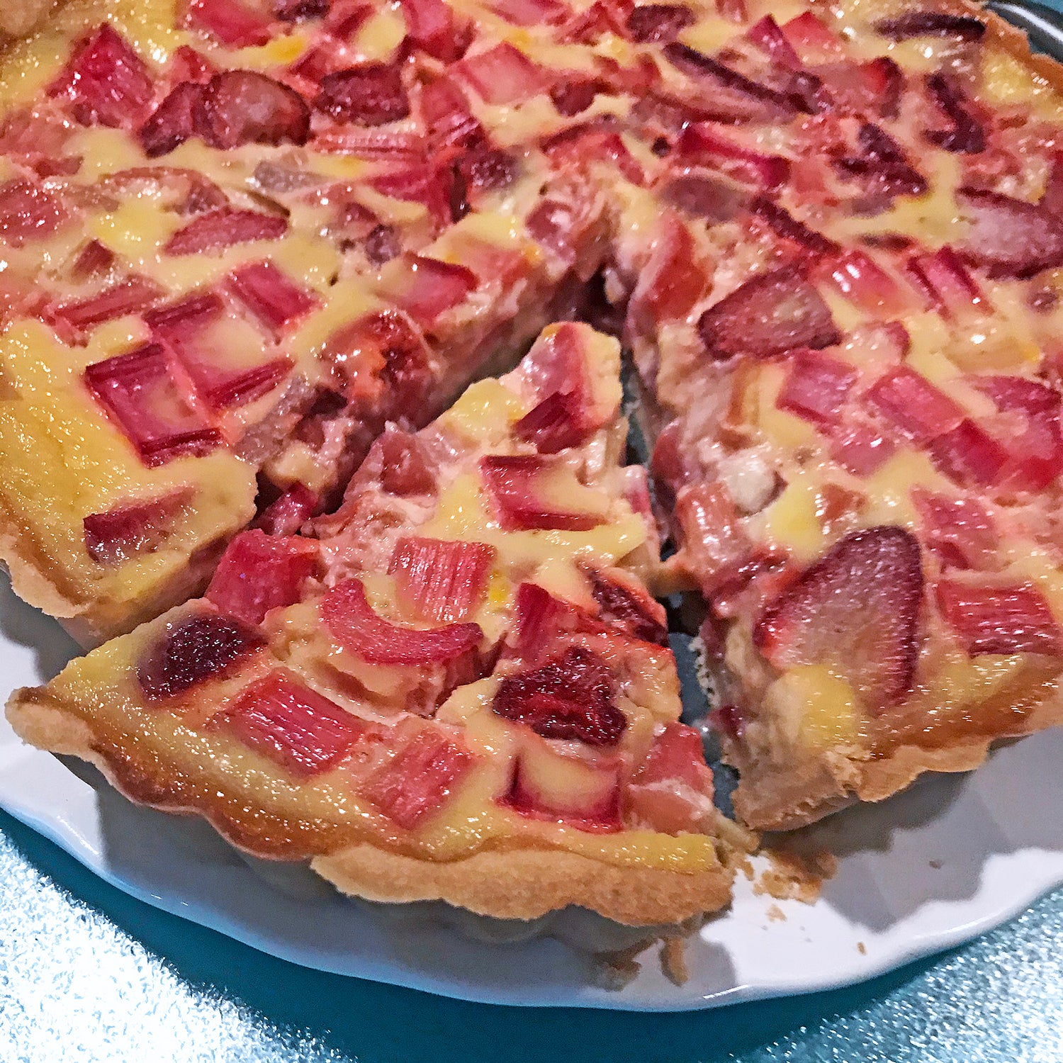 Strawberry Rhubarb Custard Tart/Pie