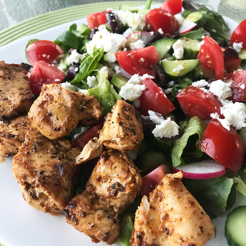 Easy Summer Chicken Skewers (with salad)