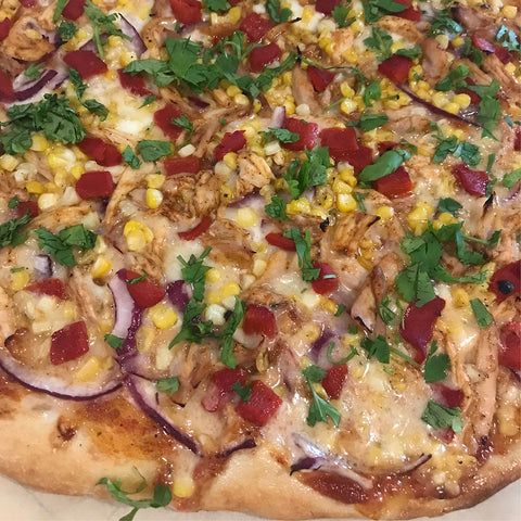 Barbecue Chicken, Corn and Red Onion Pizza